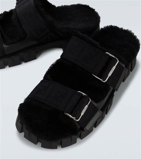 fendi graphy sandals|Fendi shearling sandals.